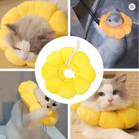 Collier de récupération de luxe pour chat, petit modèle, imprimé tournesol adorable, réglable, pour protection post-chirurgicale et cicatrisation des plaies, en polyester