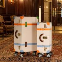 Ensemble de bagages de luxe vintage en cuir PU, valise de voyage faite à la main avec quincaillerie dorée, roues silencieuses rotatives à 360 degrés