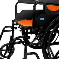Fauteuil roulant pliable manuel à cadre en acier avec frein linéaire et coussin en maille orange pour la mobilité intérieure/extérieure