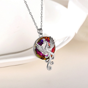 Collana con ciondolo a forma di fenice colorata per donna, gioielli di moda in stile cinese - Product Image 5