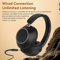 Headphone nirkabel C808 ANC BT 5.4, Headset nirkabel Over-Ear, mendukung koneksi perangkat ganda, Mode Boost Bass, desain dapat dilipat