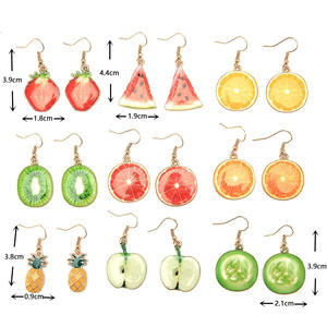 Pendientes de comida <span class=keywords><strong>Kiwi</strong></span> y sandía para mujer, aretes divertidos, Kawaii, limón, fruta, novedad - Product Image 2