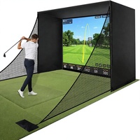 Enceinte de simulateur de golf 11'x8' avec écran anti-impact, cage occultante, rembourrage en mousse, barrière latérale en filet, facile à assembler