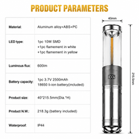 Lampe de camping LED 6000K lumière du jour, indice IP44, batterie rechargeable 18650, 500LM, alliage d'aluminium, CRI élevé 80, dimmable, 50000 heures