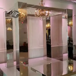 Luxury big size gold mirror acrylic chuppah arc wedding mandap backdrop column pillars for event party decor