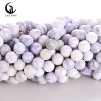 Perles de turquoise violette naturelle Zhe Ying 6/8/10 mm, perles rondes lisses en pierre pour bijoux, perles de pierre turquoise violette