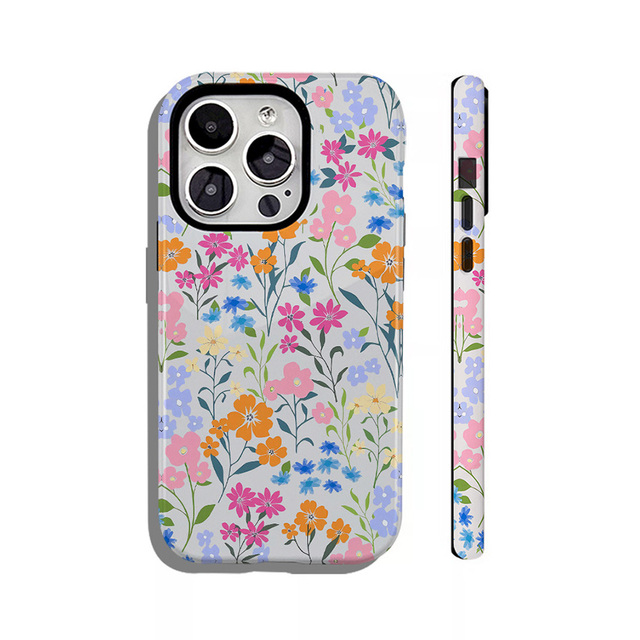 Hot-selling Two-color Soft Shell Painted Flowers Phone Case for iPhone 16 Pro Max 15 14 Plus 17 13 12 11  XS XR 7 8 Plus Cover
