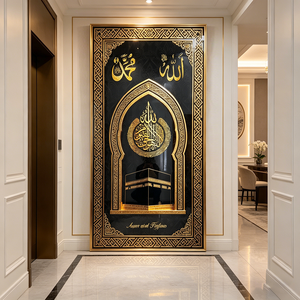 Modern Islamic Indian Style Peacock Wall Art Divine Crystal Porcelain Painting Symbol LED Wall Decor for Home Hotel decor - Product Image 1