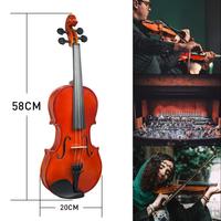 Violon acoustique pour étudiants 4/4 3/4 1/2 1/4, finition haute brillance, avec archet, chevalet et colophane SE