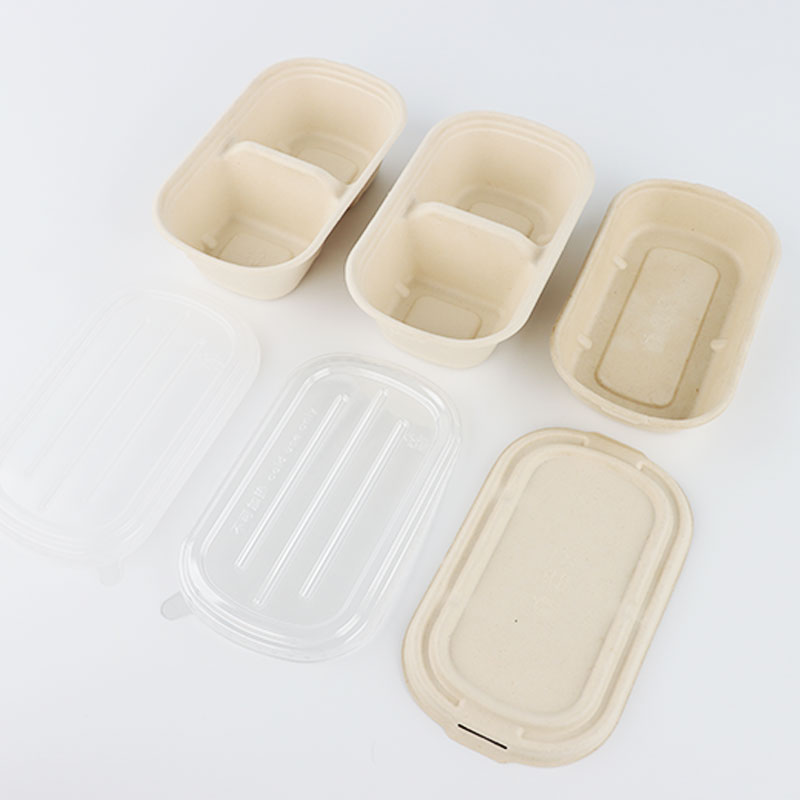 Bagasse Fiber 100% Biodegradable Lunch Box Bento Clamshell Containers With Divisions Take Out Fast Food Packaging Paper Boxes