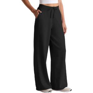 กางเกงโยคะขากว้างของผู้หญิงกางเกงยืดน้ำหนักเบาเอวสูงกางเกงสเวตเตอร์ลำลองพร้อมเชือกรูดแบบมีเทคนิค2025 - Product Image 1