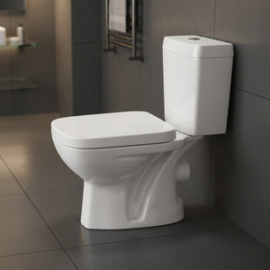 WC en céramique à double chasse avec siphon en S, cuvette carrée en porcelaine avec couvercle et accessoires pour salle de bain - Product Image 4