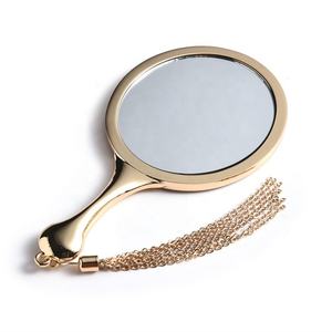 Unbreakable Zinc Alloy <b>Small</b> Handheld Vanity Oval Tiny <b>Wallet</b> Compact Pocket Mirror With Tassels - Product Image 1