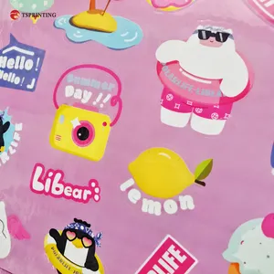 Free Sample Custom Sticker Sheets Cartoon Label Animal Stickers For Kids Gift Waterproof Bear Adhesive Stickers Printing Service