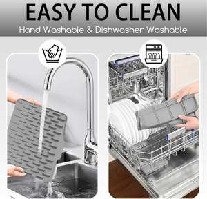 Multifunctional Classic Food-Grade <b>Silicone</b> Kitchenware Drying <b>Mat</b> with Built-in Drainage Lip Eco-Friendly Countertop Use - Product Image 5