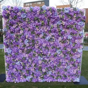 花嫁になるパーティーデコレーションシンプルな8x8紫色の花の壁の背景360写真ブースの背景イベントのロールアップスタイル - Product Image 3