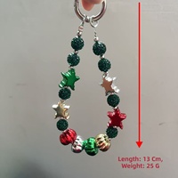 Porte-clés en alliage de zinc imprimé UV, motif étoile à cinq branches, style simple et tendance, pour téléphone portable et écouteurs, ambiance de Noël