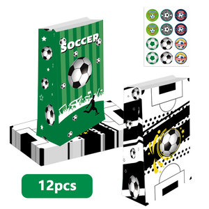 Bolsas de Regalo de Papel Kraft para Fiestas de Fútbol con Pegatinas, Bolsas de Regalo con Temática de Fútbol para el Día del Partido, Eventos de Equipo, Bolsas para Dulces - Product Image 3