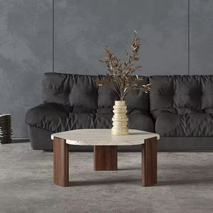 Mesa de Centro de Madera Maciza con Forma de Mármol, Estilo Nórdico, para Sala de Estar Familiar, Pequeña y Mediana, Simple y Moderna - Product Image 3
