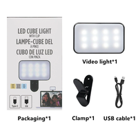Mini projecteur LED portable d'extérieur pour vidéo, éclairage d'appoint pour téléphone portable, selfie, ordinateur portable, tablette, 3 couleurs d'éclairage avec pinces de fixation
