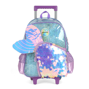 Factory Cartoon Beauty Wing Mermaid tail Kids Niños trolley <span class=keywords><strong>Mochila</strong></span> escolar bolsa <span class=keywords><strong>con</strong></span> <span class=keywords><strong>ruedas</strong></span> - Product Image 4