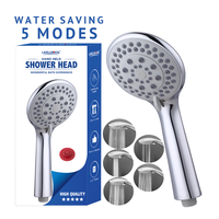 Douche à main en plastique ABS LEELONGS, chrome, panneau de 10,6 cm, 5 réglages, pluie, massage, haute pression, douche de bain