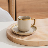 Tasse à café et soucoupe en céramique de glaçure mate de Style nordique ensemble de verres de poterie pour la maison et l'hôtel pour le thé Latte d'eau