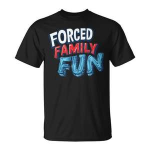 T-shirt Forced Family Fun noir pour adultes, unisexe, promotionnel - Product Image 1