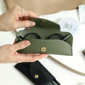 Portable Slim Eyeglasses Pouch Soft PU Vegan Leather <b>Sunglasses</b> Bag <b>Case</b> Durable and Stylish Glasses Holder - Product Image 1
