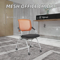 Chaise de bureau ergonomique en maille pivotante pour visiteurs, siège de conférence contemporain sur roulettes