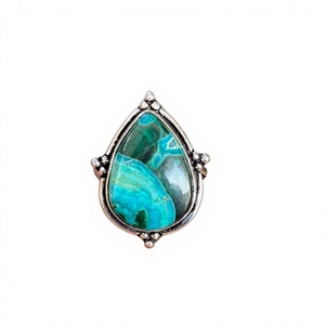 Bague élégante en argent sterling 925 avec pierre précieuse turquoise tibétaine naturelle taille poire et sertissage clos, vente en gros, pour occasions spéciales - Product Image 2