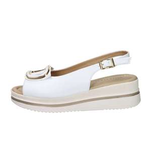 Valleverde Donna Sandalwood - Sandalia de cuña blanca con tacón de 37,5 cm - Product Image 1