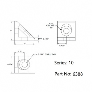 分数英寸10系列/15系列铝连接角2孔-带角的内侧角支架，用于t形开槽型材 #6388 - Product Image 3