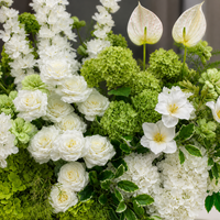 Rangkaian Bunga Hydrangea Putih Hijau Buatan Tangan untuk Dekorasi Pernikahan, Paskah, Natal, dan Meja, Grosir