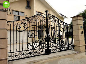 Puerta Foshan, puerta de la empresa, diseño superior, Puerta de Hierro dorado wroug de lujo, Villa, castillo señorial, entrada exterior, puertas eléctricas - Product Image 5