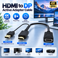 Câble adaptateur convertisseur HDMI vers DisplayPort avec alimentation USB pour moniteur et console de jeu PS4
