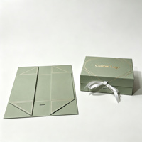 Tragbare Flache Faltbare Starre Geschenkbox mit Blush-Textur, Goldener Geometrischer Prägung, Individuellem Logo und Satinband für Kosmetikverpackungen