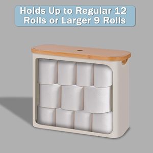 Toilet Paper Storage <b>Basket</b> with Lid Bathroom Organizer Free Standing Toilet Paper Holder for up to 9 Mega Rolls - Product Image 4