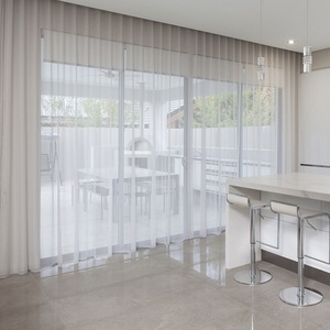 Cortinas opacas de lujo para sala de estar, cortinas transparentes de lino plegables para ventana del hogar, último diseño, color negro - Product Image 4