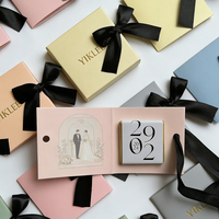Tarjetas de Chocolate para Boda Impresas Personalizadas de Fábrica con Certificación FSC, Tarjetas de Invitación de Chocolate, Embalaje de Dulces, Tarjeta de Regalo con Cinta