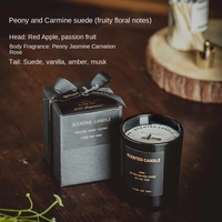 Bougie de luxe à l'aromathérapie en cire de soja 4oz 6oz, pot en verre noir mat, couvercle en bambou, coffret cadeau, mariage, fête des pères, Diwali, maison, fruits