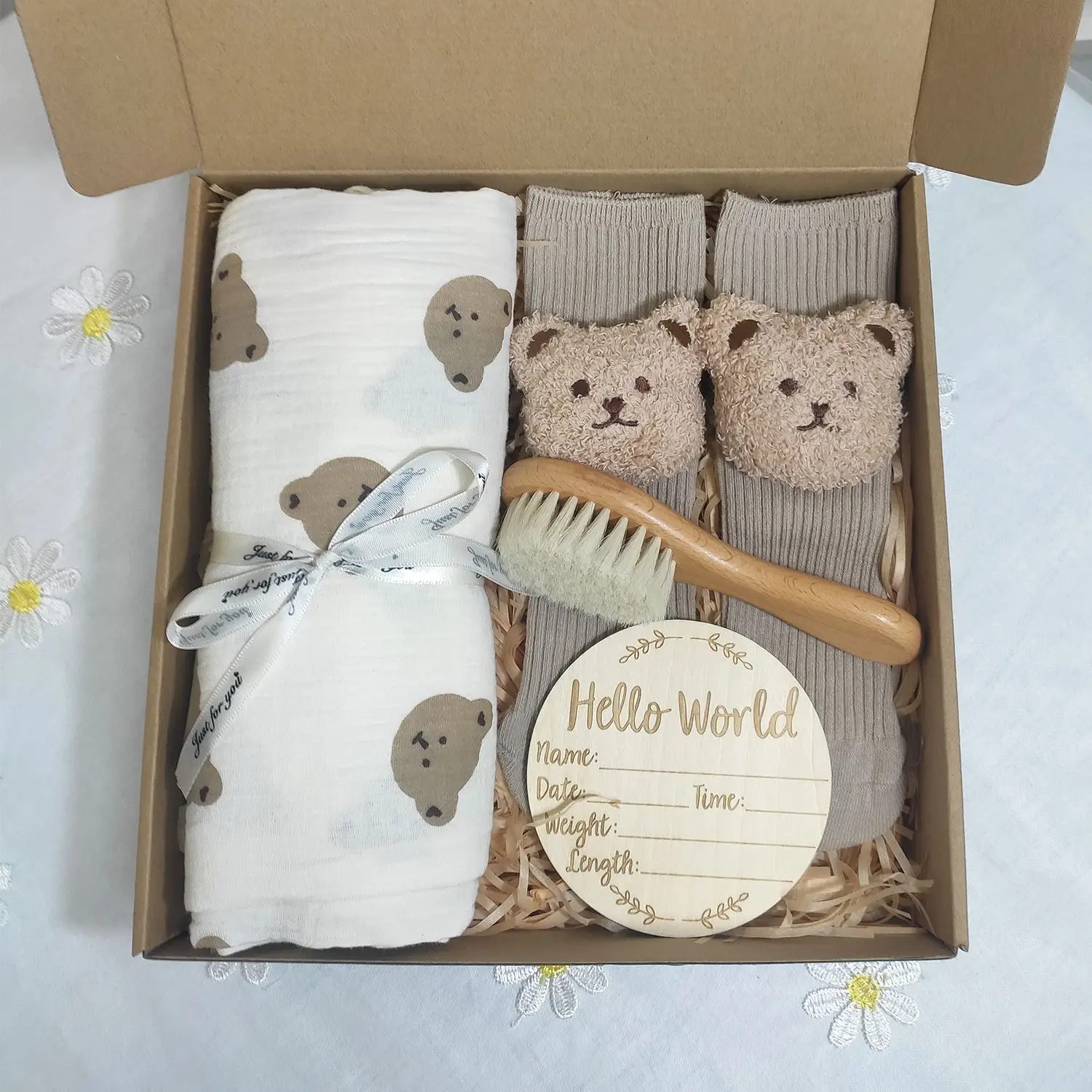 Hadiah bayi katun bungkus bayi menenangkan Set hadiah lembut katun bambu bayi selimut bedong Set