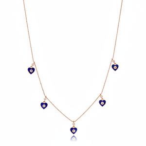 Blue Enamel Heart Charm Jewelry Wholesale Handmade 925 Silver Sterling <b>Necklace</b> Trendy Fashion for Women - Product Image 2