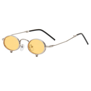 Gafas de Sol Redondas Vintage de Moda, Protección UV400, Montura Completa, Metal Negro, Ligeras, Unisex, Estilo Hip Hop - Product Image 5