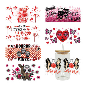 Autocollants holographiques UV DTF « Sourire maintenant, pleure plus tard » – Ambiance d'<span class=keywords><strong>horreur</strong></span> UV DTF dans les films DTF - Product Image 2