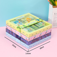 Ensemble de papeterie 9 en 1 pour enfants, garçons et filles, avec règle, gomme, taille-crayon, dessin animé kawaii, cadeau pour l'école et le bureau