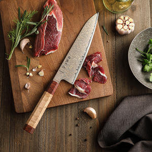 Nuovo Coltello da Chef Professionale da Cucina XINZUO Personalizzato in Acciaio Damasco con Rame e Manico Ottagonale in Legno di Sicomoro Figurato Tricolore - Product Image 2