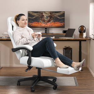 Fauteuil de <span class=keywords><strong>bureau</strong></span> inclinable pivotant en cuir à dossier haut, personnalisé, pour le gaming, avec repose-pieds, vente en gros - Product Image 5