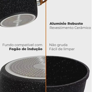Juego de Ollas y Sartenes de Cerámica Moderna de Alta Calidad con Revestimiento de Mármol, Tapas de Vidrio, Asas de Baquelita, Antiadherente, 6 Piezas, de Aluminio, para Horno de Gas - Product Image 3