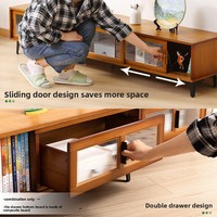 Meuble TV en bois naturel 2026 pour salon : sur pied, compact, usage domestique, ensemble meuble TV et table basse avec rangement
